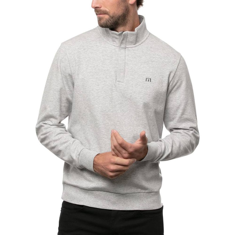 TravisMathew Cloud Quarter Zip 2.0 Golf Pullover Heather Light Gray – SS23 Men