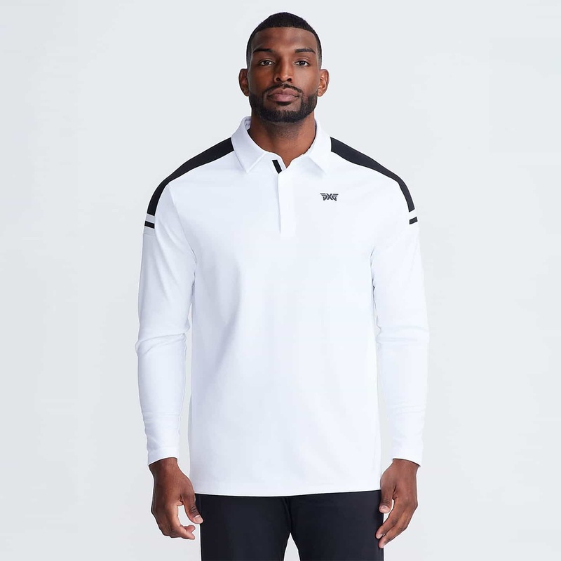 Men’s Long Sleeve Knit Shoulder Panel Polo