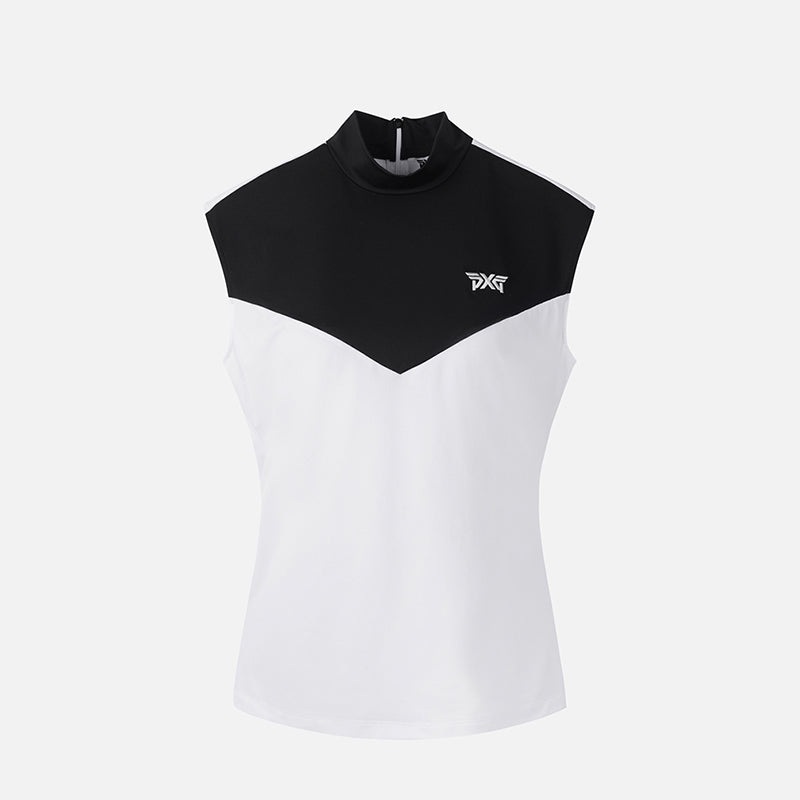 PXG KOREA WOMEN SUMMER COLOR BLOCKED MOCK NECK SLEEVELESS