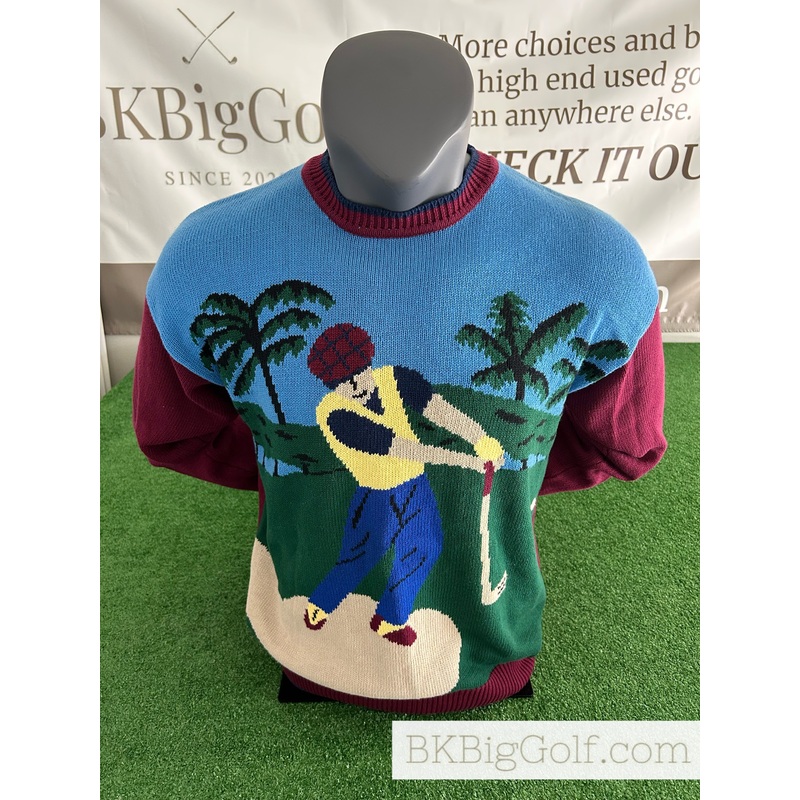 Vintage Arrow Golf Company Golfing Palm Tree Man 100% Cotton Medium Sweater