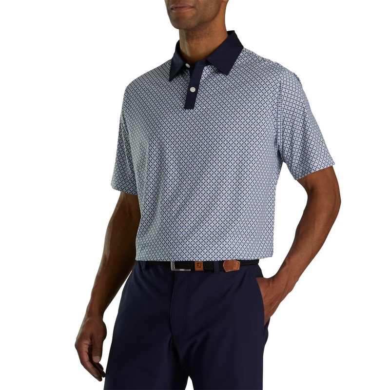 Footjoy Lisle Circle Print Self Collar Polo 2023