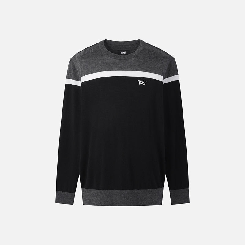 PXG KOREA MEN COLOR BLOCKED ROUND PULLOVER KNIT