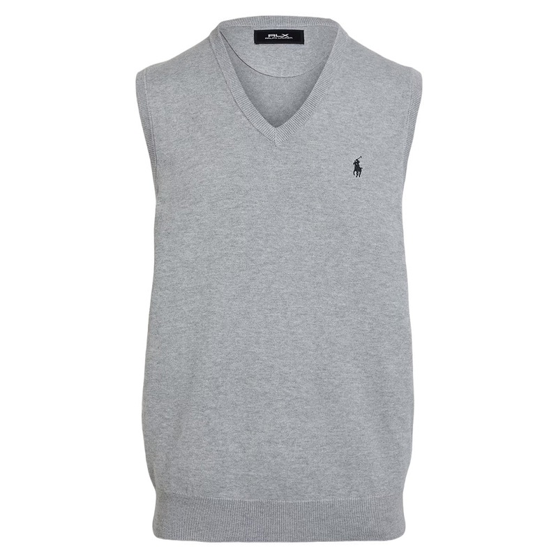 Ralph Lauren Cotton Coolmax V-Neck Golf Sweater Andover Heather – SP25 Men
