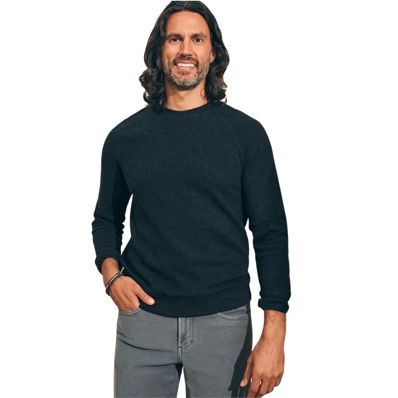 Faherty Men’s Legend Sweater Crew – Heathered Black Twill