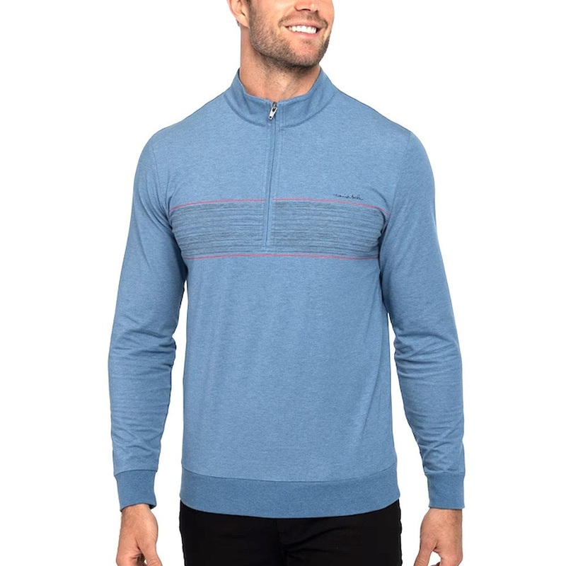 TravisMathew Splash of Color Golf Pullover Heather Mid Blue – SS23 Men