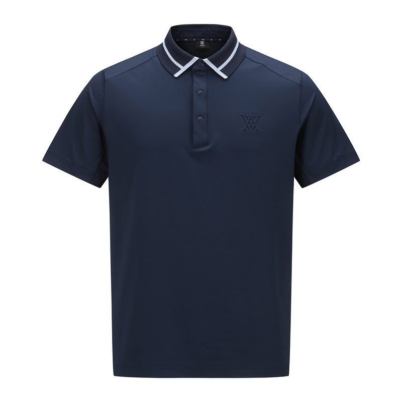 ANEW GOLF MEN MESH BLOCK KNIT COLLAR SHOT T-SHIRT