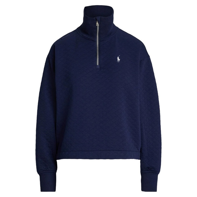 Ralph Lauren Quilted Double Knit 1/2 Zip Golf Pullover Refined Navy – SP25 Women