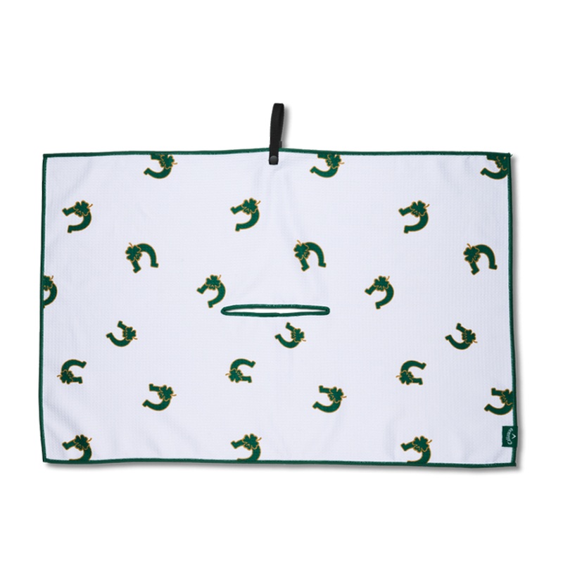 Callaway Microfiber Golf Towel – White/Green – Lucky Collection