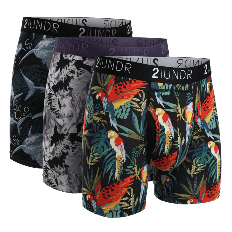 2UNDR 3 Pack – Swing Shift Boxer Brief – Great White/Rhino/Parrot