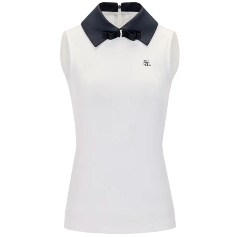 Fairliar Women Big Collar Ribbon Sleeveless T-shirt