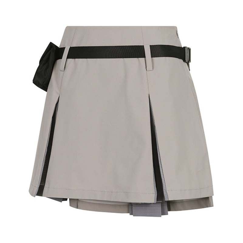 AMAZINGCRE WOMEN AIR CIRCUIT BELTED PLEATS SKIRTS