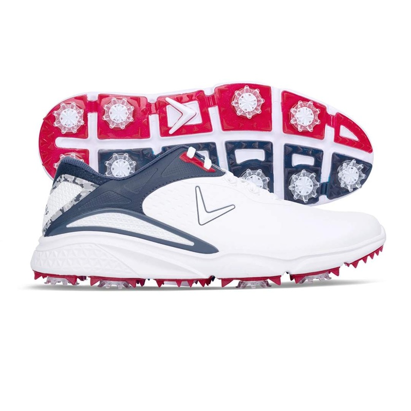 Callaway Men’s Coronado V3 Golf Shoe – White/Blue/Red