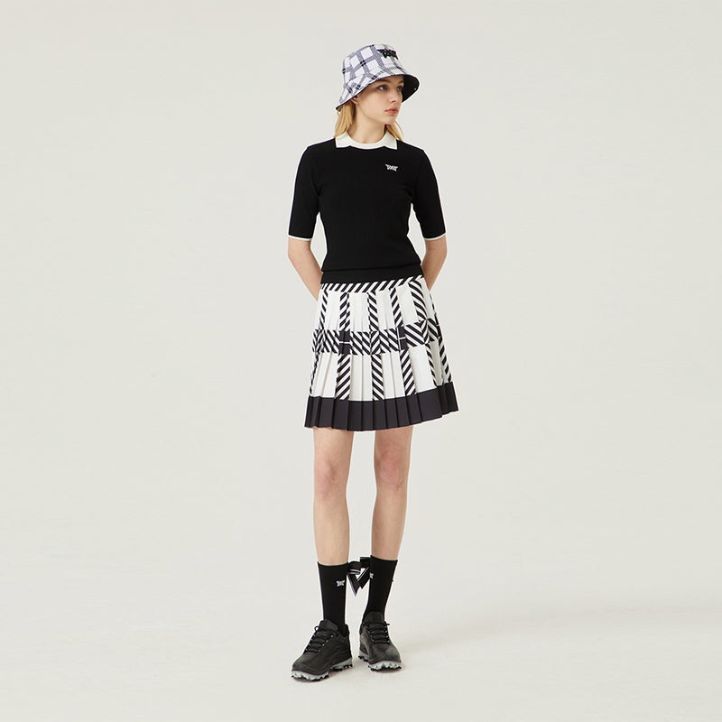 PXG KOREA WOMEN SUMMER GRAPHIC ALL OVER PLEATED SKIRTS