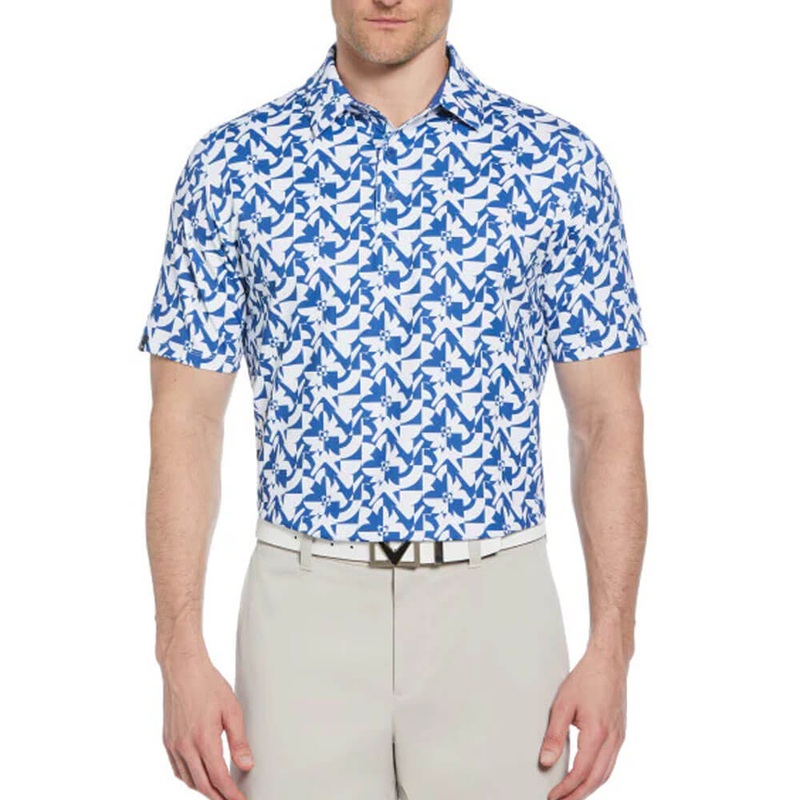Callaway Shortsleeve Layered Floral Print Golf Polo Galaxy Blue – SP25 Men