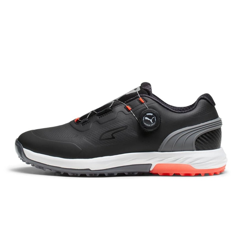 Puma Men’s Alphacat Nitro Disc Spikeless Golf Shoes – Black/Shade/Red