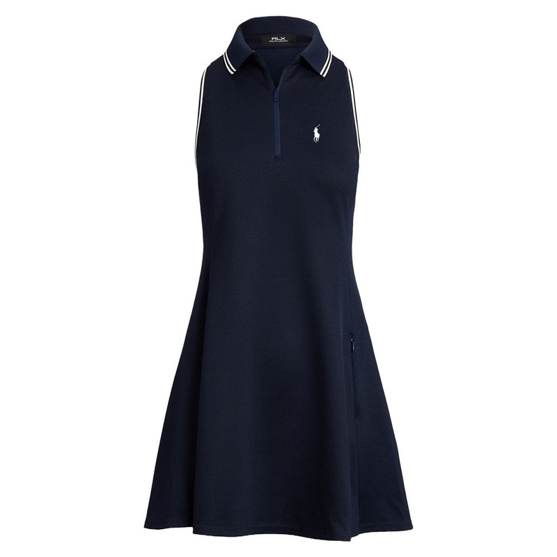 Ralph Lauren Heavyweight Pque 1/4 Zip Polo Golf Dress Refined Navy/Ceramic White – SP25 Women