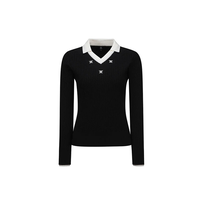 Anew Golf 2024FW Women Logo Point Cable Sweater