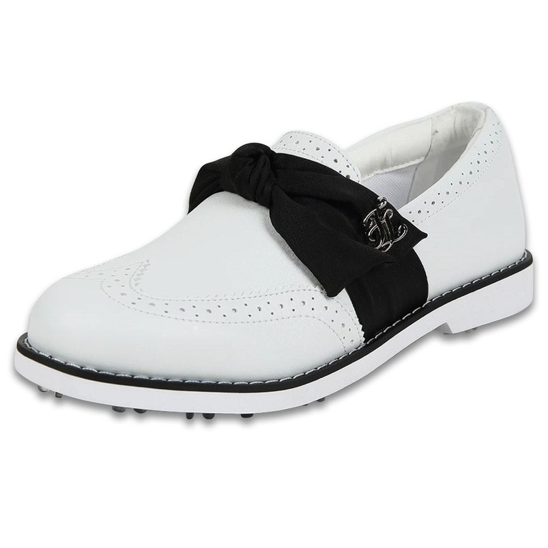 Fairliar Ribbon Oxford Spikeless Golf Shoes White – 24 Women