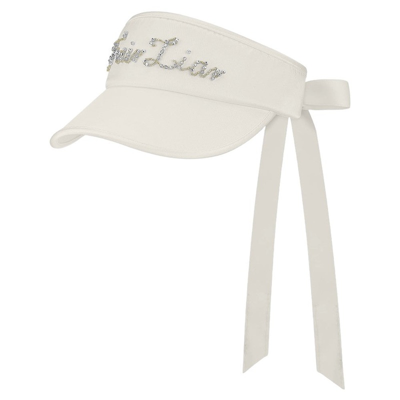 Fairliar Satin Beads Golf Visor Beige – 24 Women