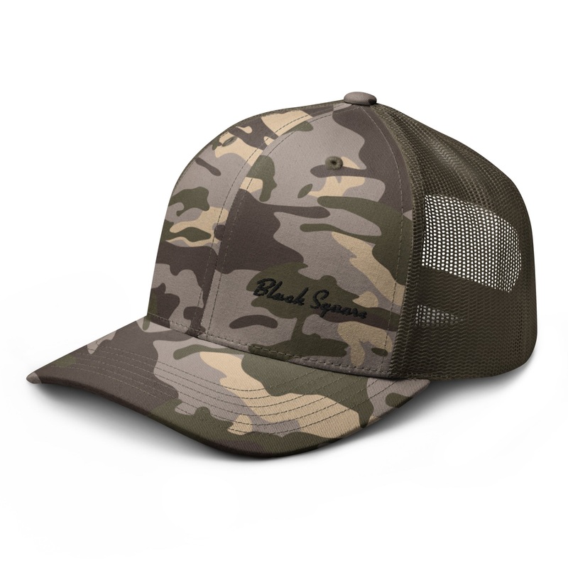 Black Square Camouflage Trucker Style hat