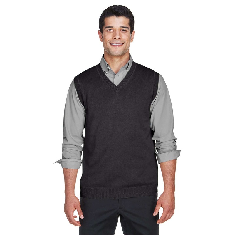 Custom Logo Devon & Jones Adult V-Neck Vest  – Mens