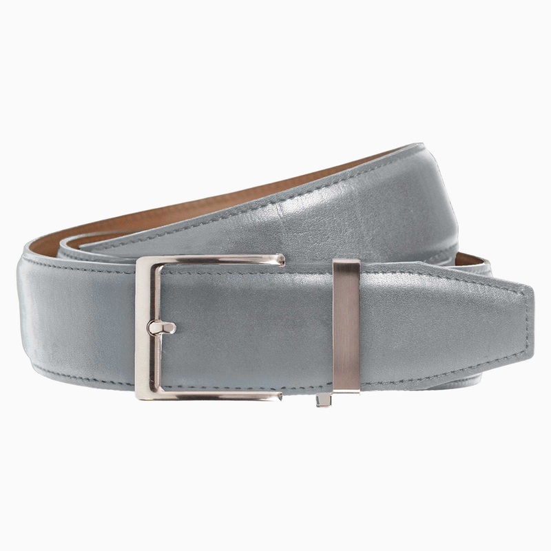 Smooth Grey Dress Ratchet Belt 1.575″ Strap [40mm]