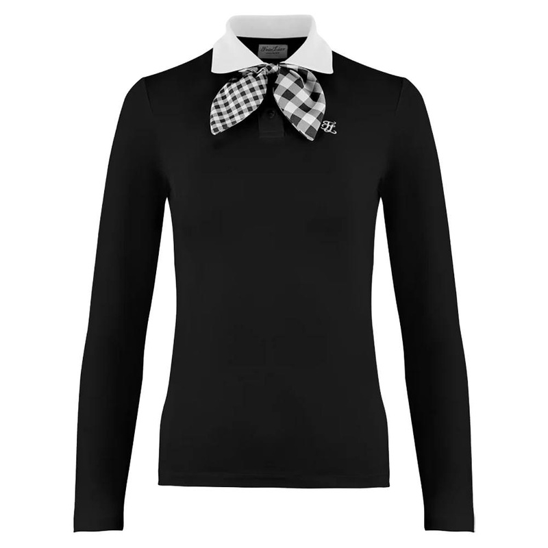 Fairliar Gingham Detachable Ribbon Golf Polo Black – FW24 Women