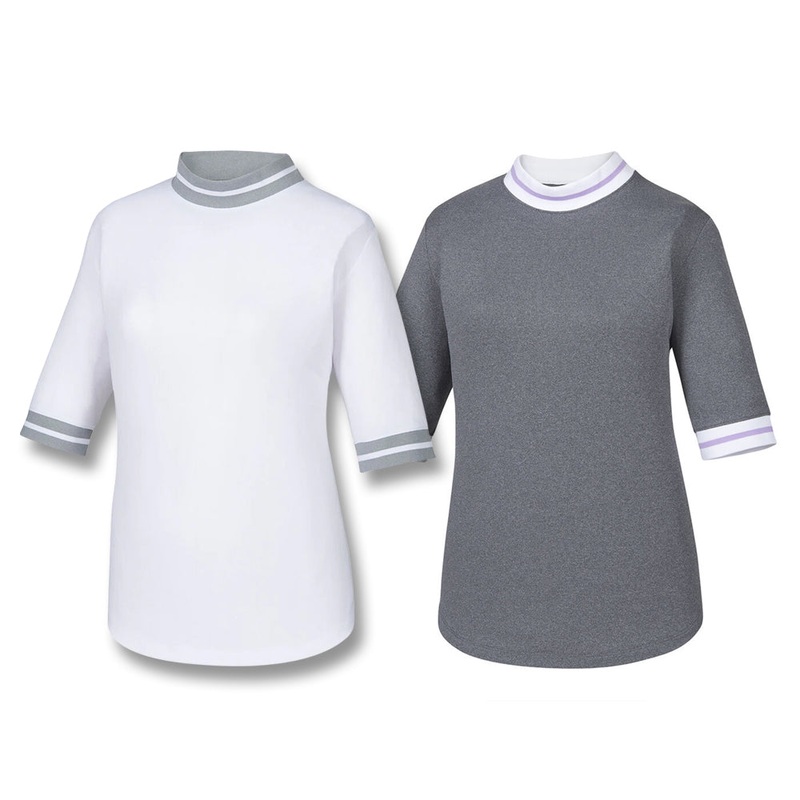 FootJoy Baby Pique Stripe Trim Shortsleeve Golf Mock 2019 Women