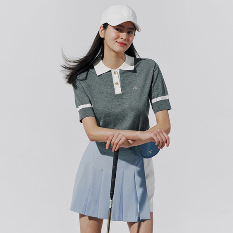 AOW BLOCKING T-COLLAR KNITWEAR