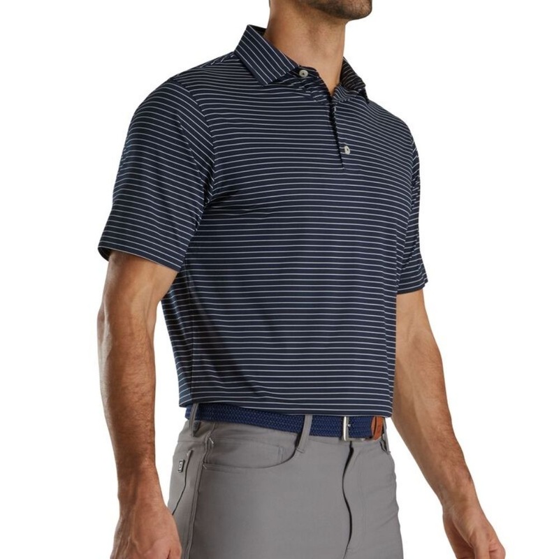 Footjoy Lisle Classic Pencil Stripe Self Collar Polo