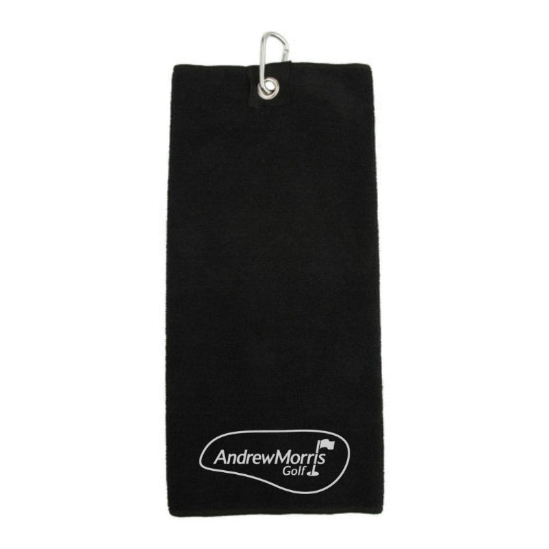 Andrew Morris Golf Embroidered Tri-Fold Towel – Black