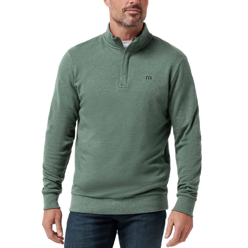 TravisMathew Cloud Quarter Zip 2.0 Golf Pullover Heather Balsam – FW22 Men