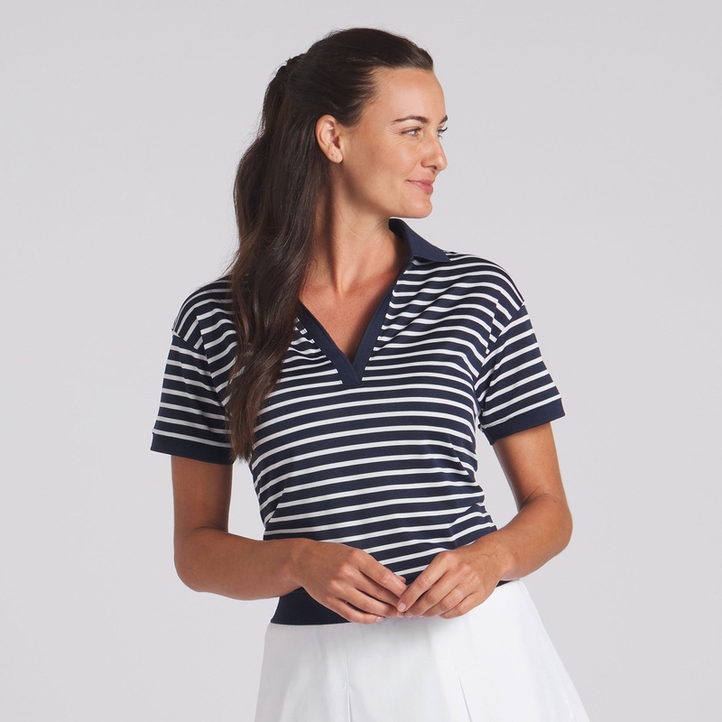 Women’s Everyday Stripe Pique Golf Polo