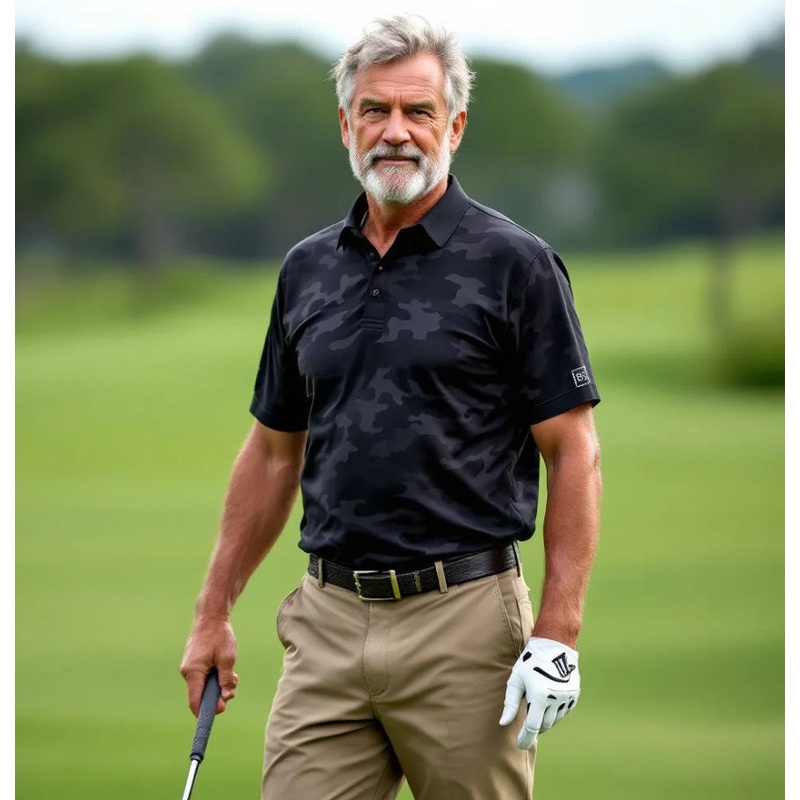 Black Square Golf Black Camo Lightweight Polo