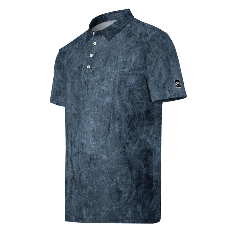 Black Square Golf Stone Wash Mens slim fit polo