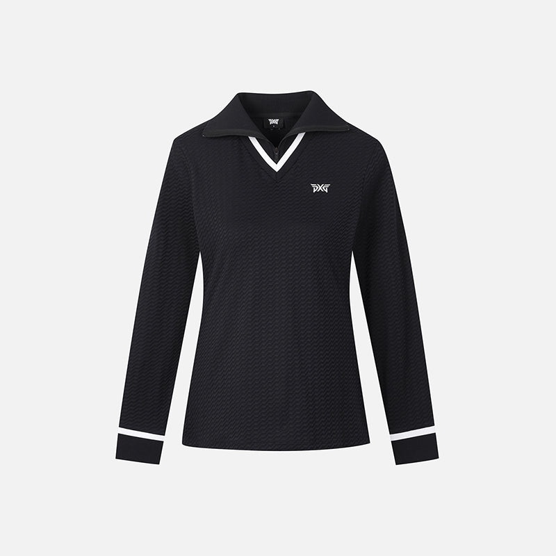 PXG KOREA 2024FW WOMEN KNIT COLLAR HALF ZIP-UP T-SHIRTS