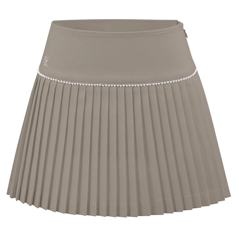 Fairliar Signature Pearl Flare Pleated Golf Skirt Beige – FW23 Women