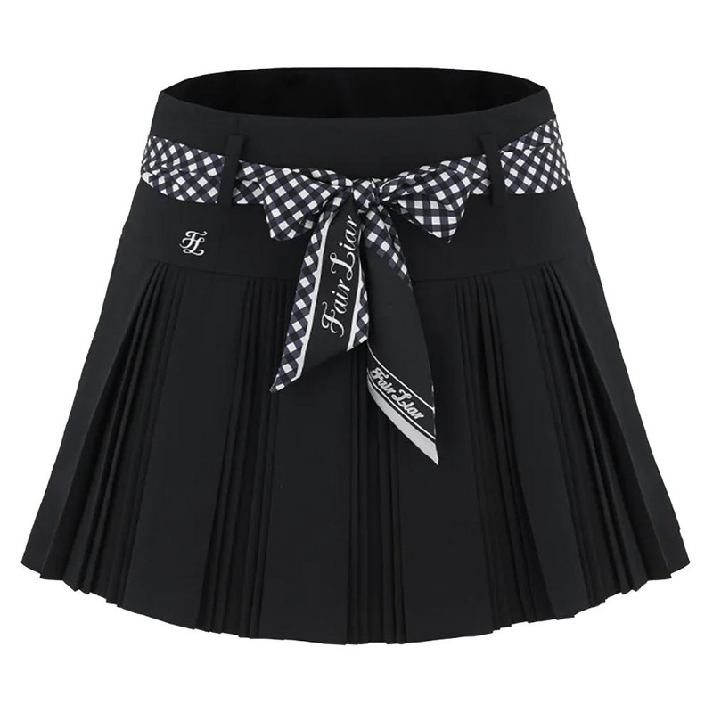 Fairliar Scarf Set Pleated Golf Skirt Black – SS24 Women