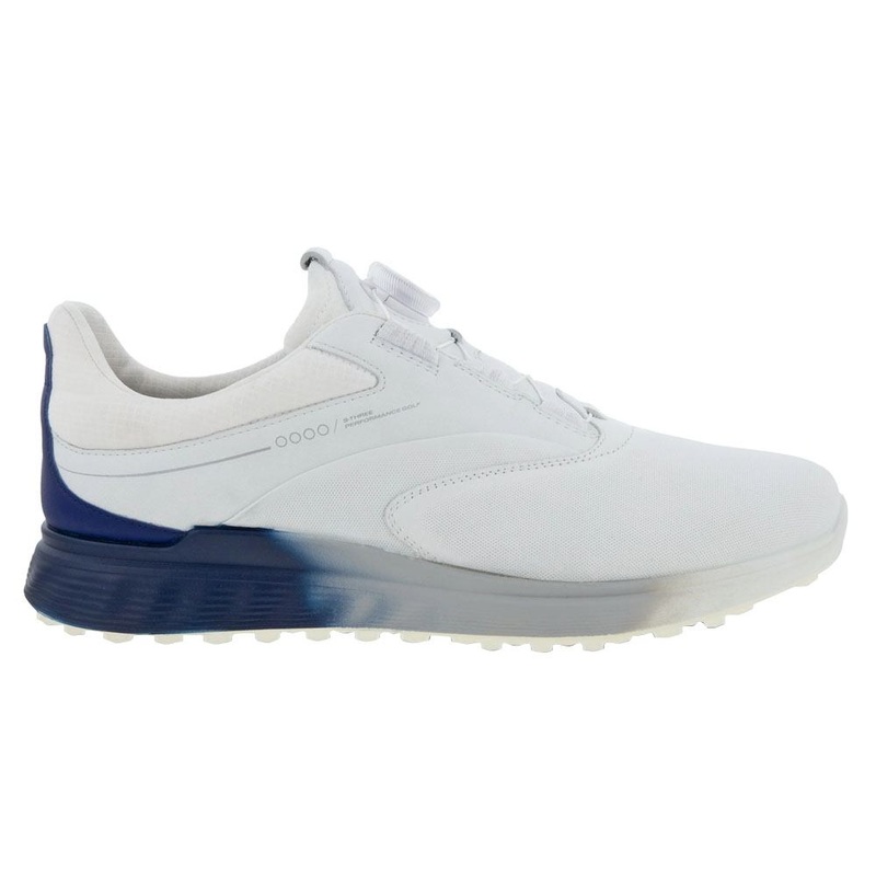 ECCO S-Three GTX BOA Spikeless Golf Shoes White/Blue Depths/Bright White – SS23 Men