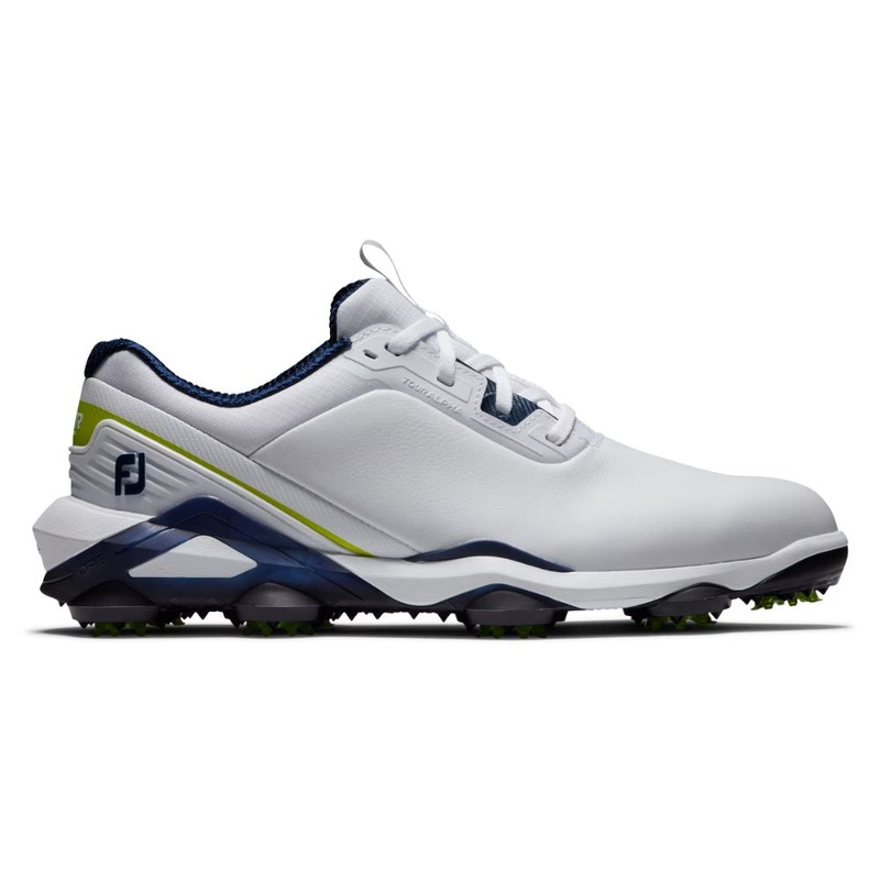 FootJoy Men’s Tour Alpha Cleated Laced Golf Shoe – White/Navy/Lime