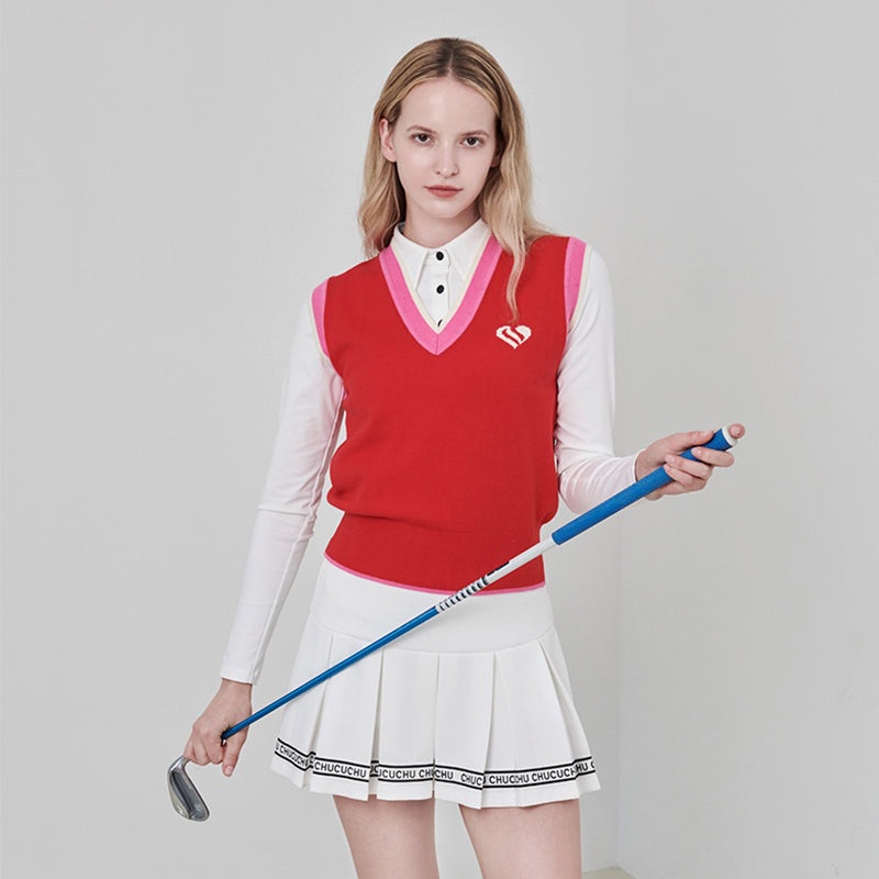 Chucuchu Women Logo Tape Pleated Skirts