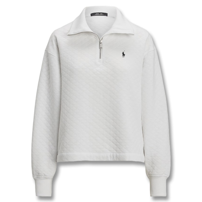 Ralph Lauren Quilted Double Knit 1/2 Zip Golf Pullover Ceramic White – SP25 Women