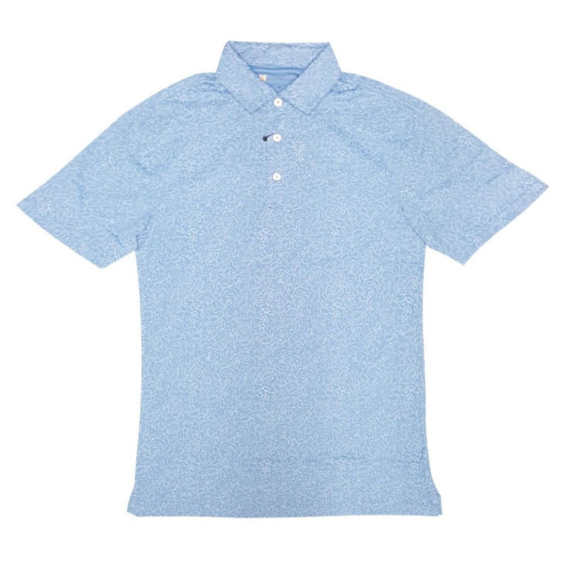 Oxford Lindrick Printed Dri Release Pique Golf Polo French Blue – 17 Men