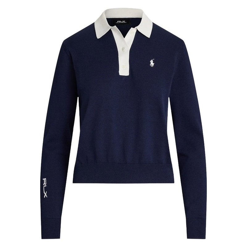 Ralph Lauren 4-Button Placket Cotton Blend Golf Polo (Dual Branded) Refined Navy – SP25 Women
