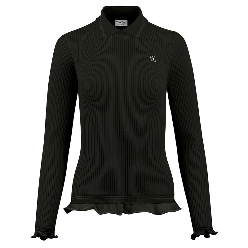 Fairliar Lace Collar Liv Knit Golf Polo Black – FW23 Women